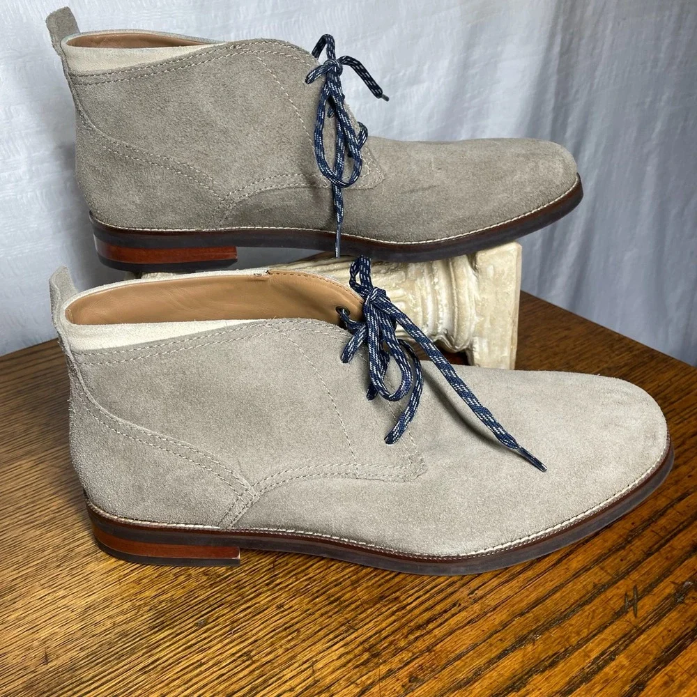 Cole Haan Mens 12 M Taupe Suede Chukka Desert Boots Grey Quiet Luxury Minimalist